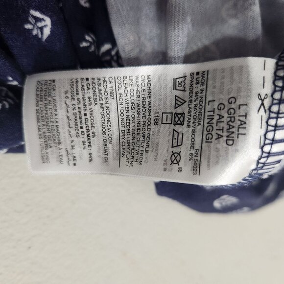 Old Navy Womens Navy Blue White Printed Jumpsuit Size Tall Large Tie Waist - Picture 14 of 16